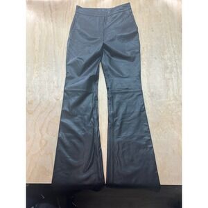 Mango Selection Black Sheep Leather Flare Leg Pants Women Sz 36 (4 US) High Rise